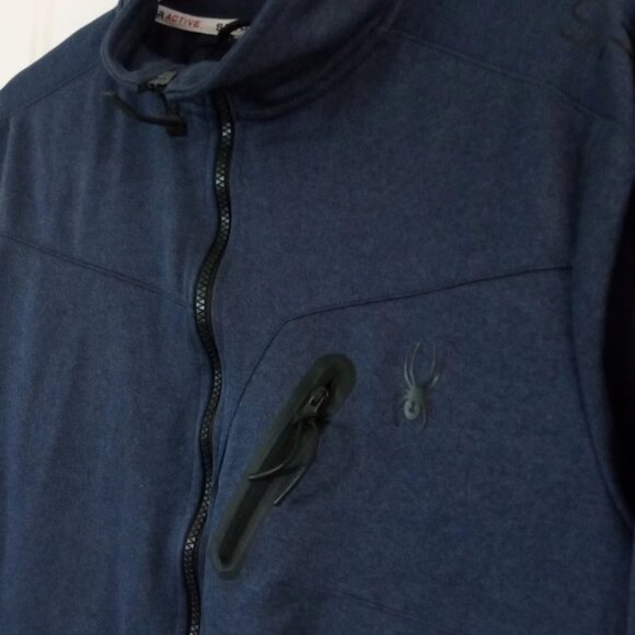 Spyder Active Proweb Full Zip Jacket Men's Blue Medium Pockets Logo - Picture 4 of 8